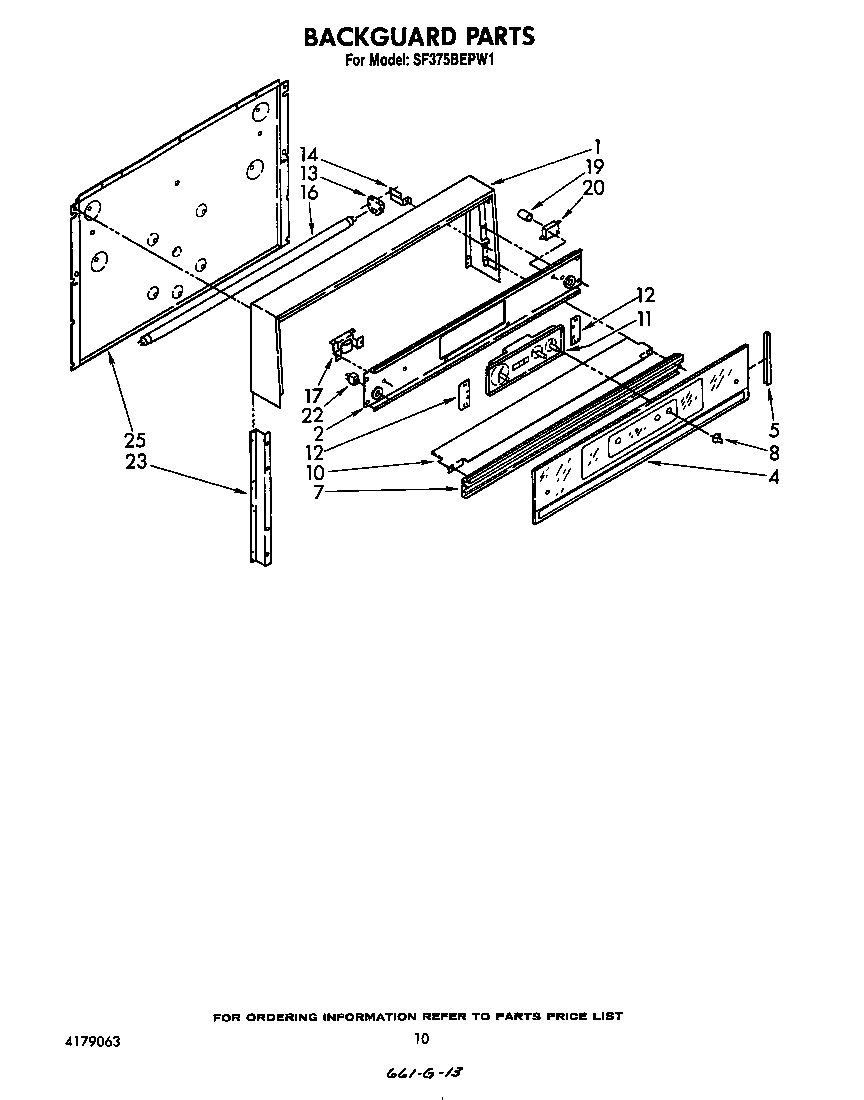 Whirlpool SF375BEPW1 backguard diagram