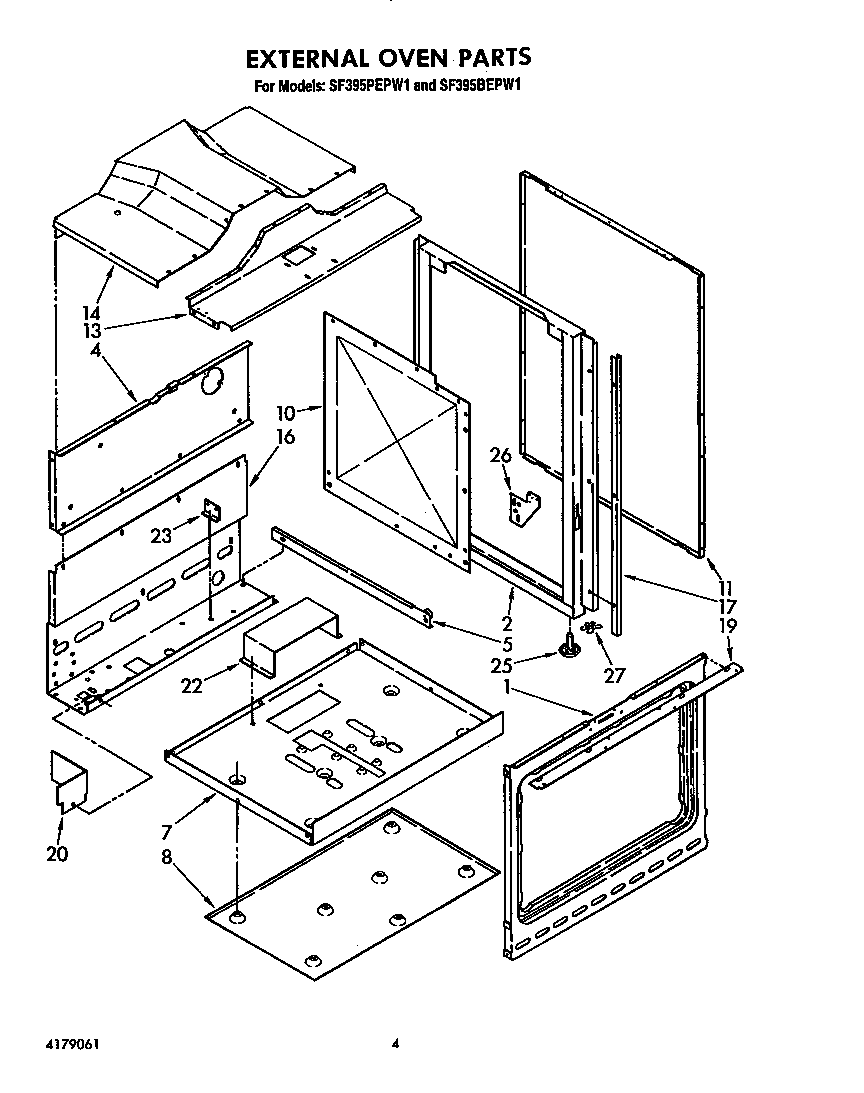 Whirlpool SF395PEPW1 external oven diagram