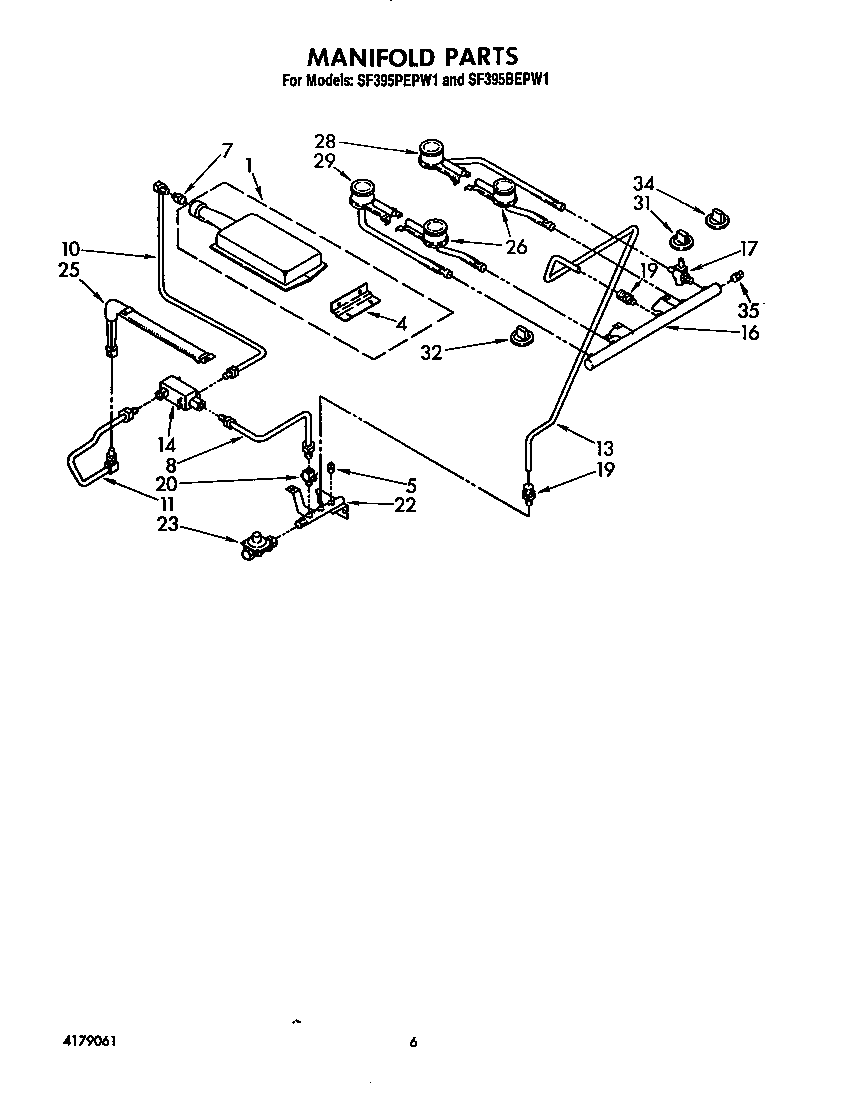 Whirlpool SF395PEPW1 manifold diagram