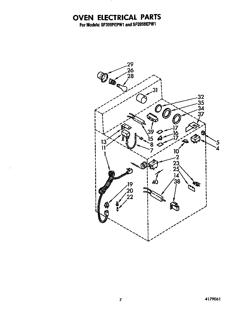Whirlpool SF395PEPW1 oven electrical diagram