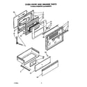 Whirlpool SF395BEPW1 oven door and drawer diagram
