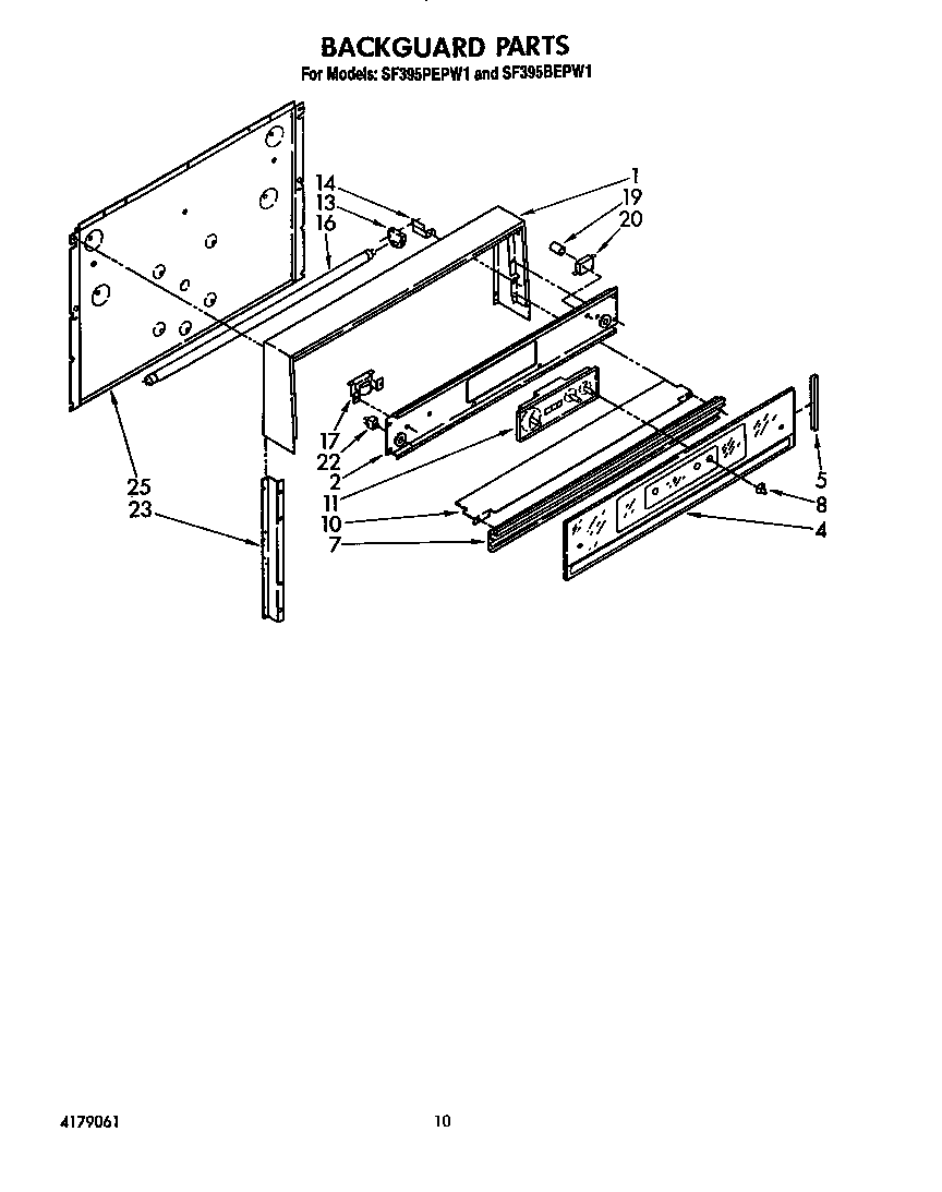 Whirlpool SF395PEPW1 backguard diagram