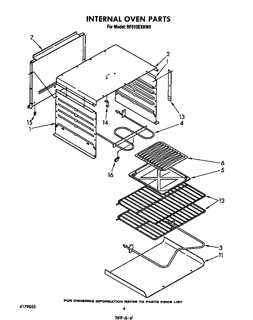 Whirlpool RF010EXRW0 internal oven diagram
