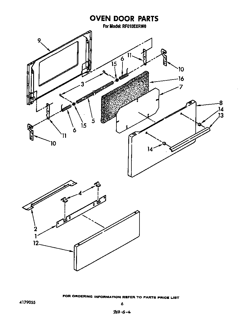 Whirlpool RF010EXRW0 oven door diagram