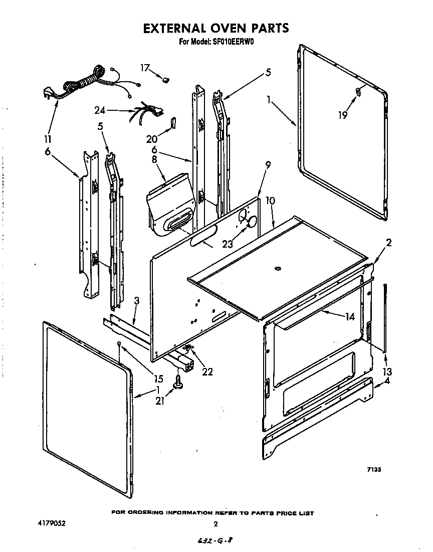 Whirlpool SF010EERW0 external oven diagram
