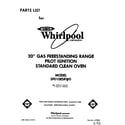 Whirlpool SF010ESRW0 front cover diagram