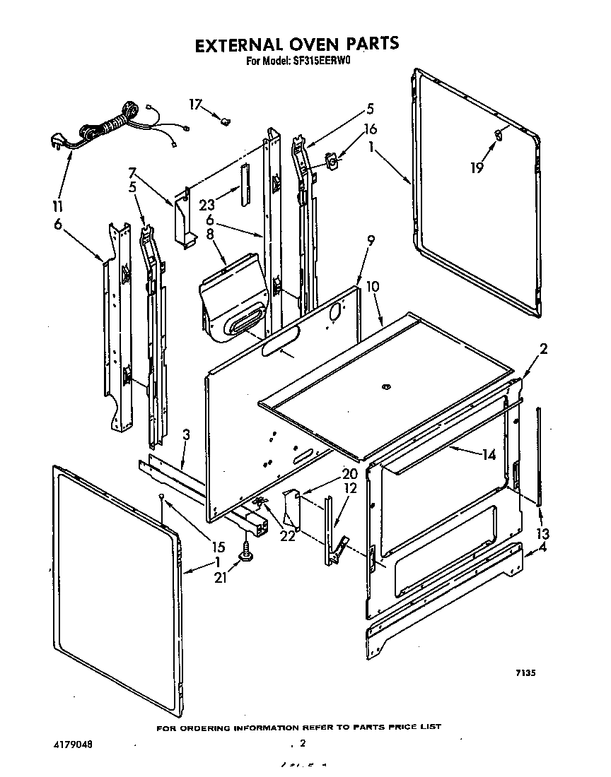 Whirlpool SF315EERW0 external oven diagram