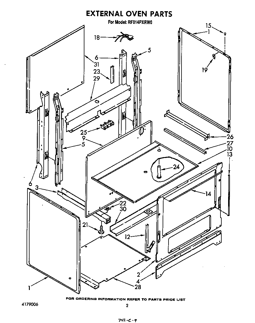 Whirlpool RF014PXRW0 external oven diagram