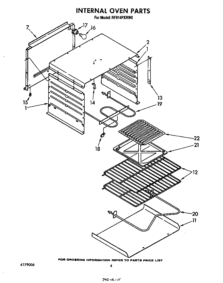 Whirlpool RF014PXRW0 internal oven diagram