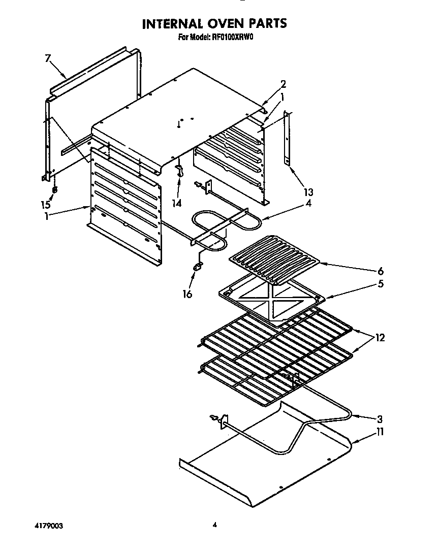 Whirlpool RF0100XRW0 internal oven diagram