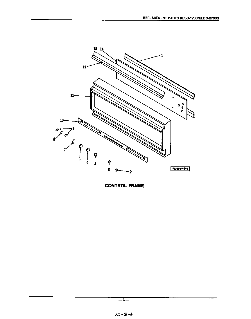 KitchenAid KESO176S control frame diagram