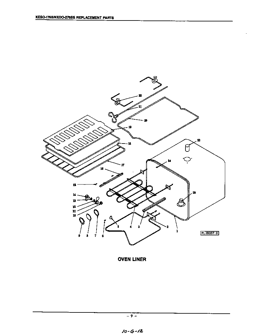 KitchenAid KESO176S oven liner diagram