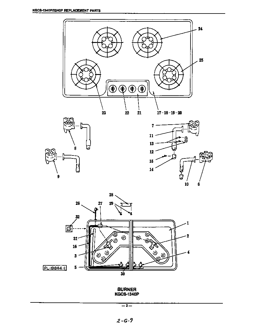 KitchenAid KGCG2240P burner parts diagram