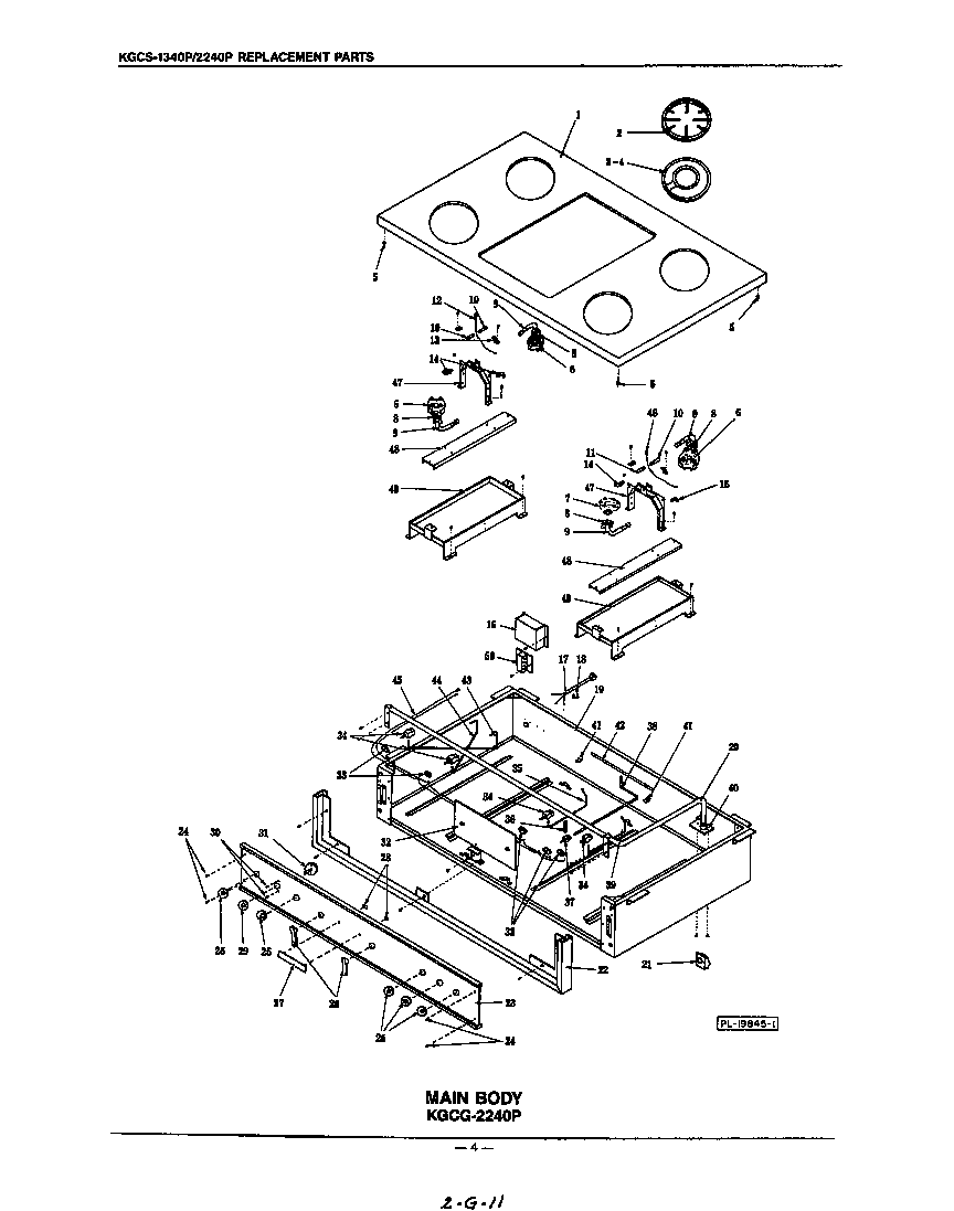 KitchenAid KGCG2240P main body diagram