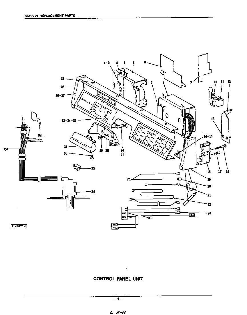 KitchenAid KUDS21SS0 control panel diagram