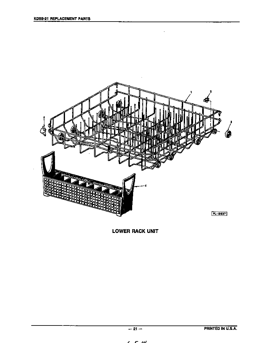 KitchenAid KUDS21SS0 lower rack diagram