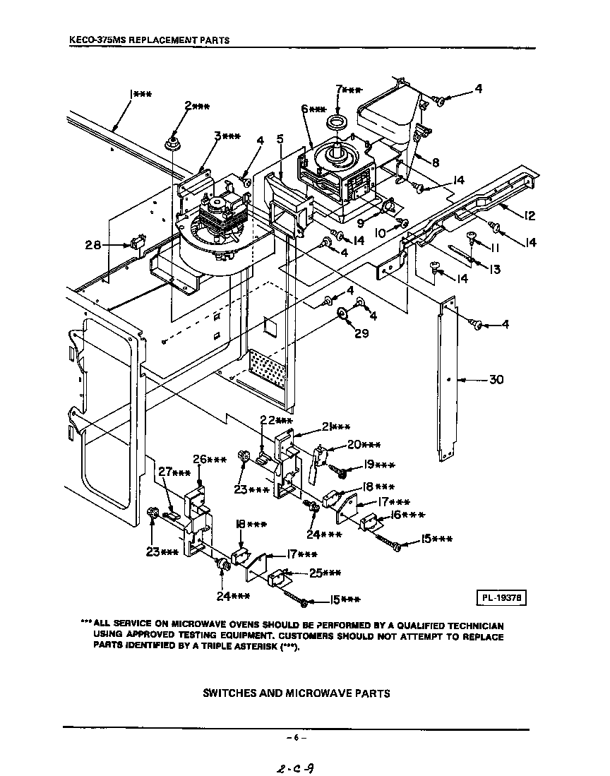 KitchenAid KECO375MS switches and microwave diagram