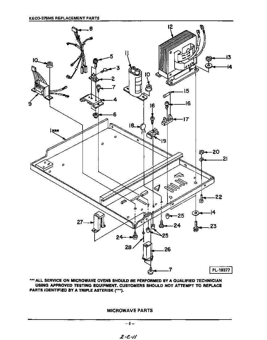 KitchenAid KECO375MS microwave parts diagram