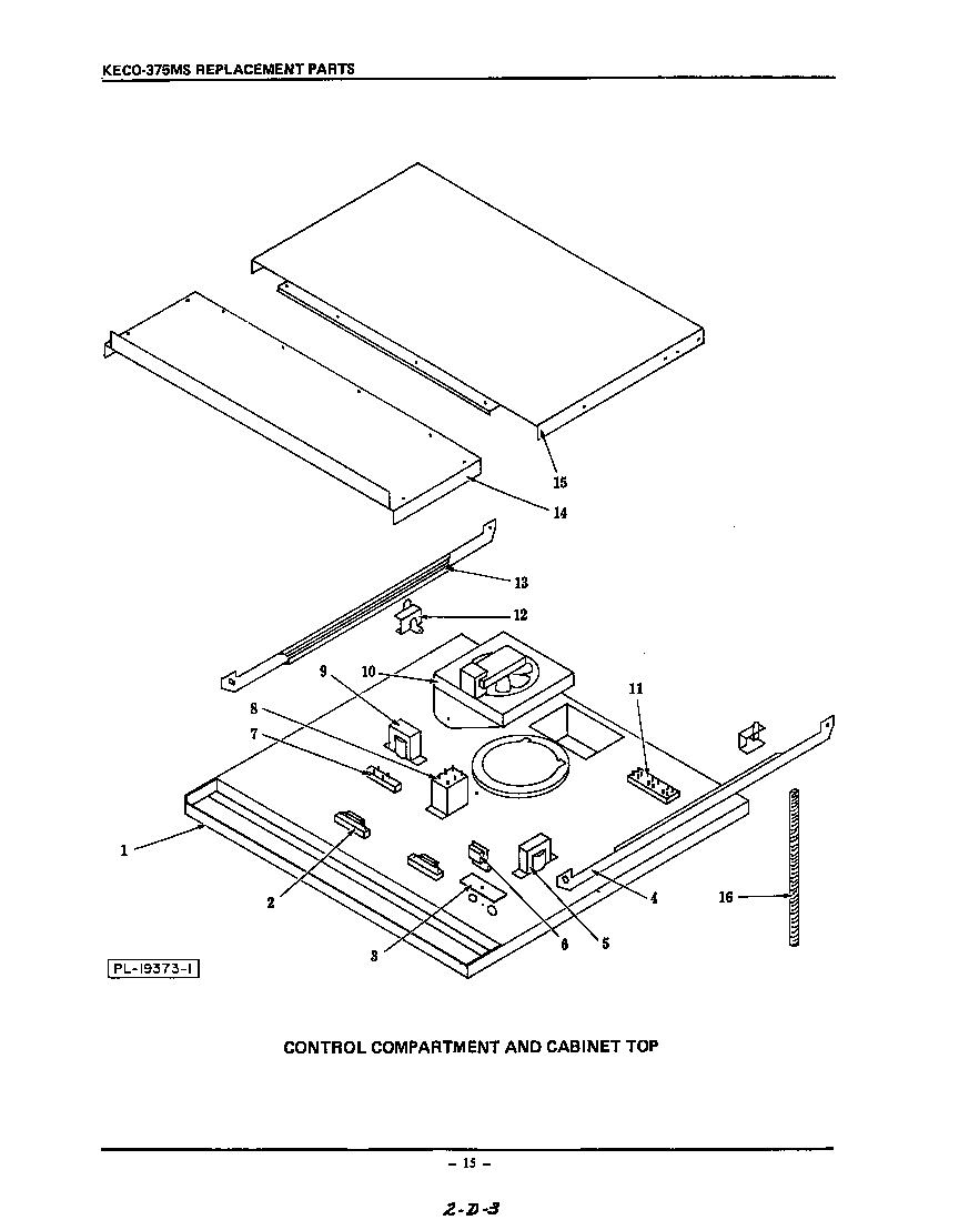 KitchenAid KECO375MS control compartment and cabinet top diagram