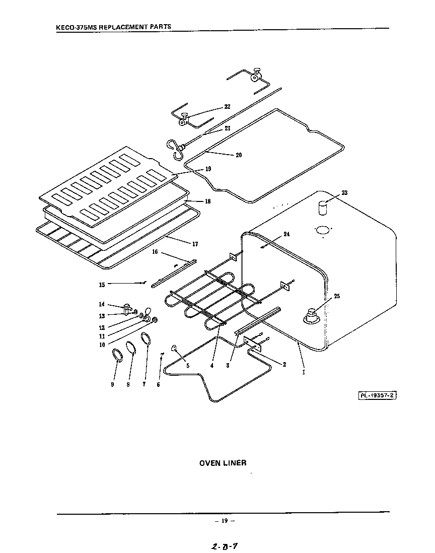 KitchenAid KECO375MS oven liner diagram