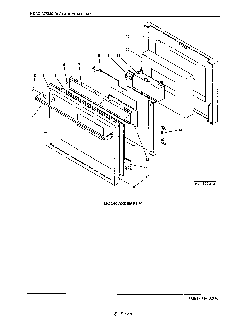KitchenAid KECO375MS door diagram
