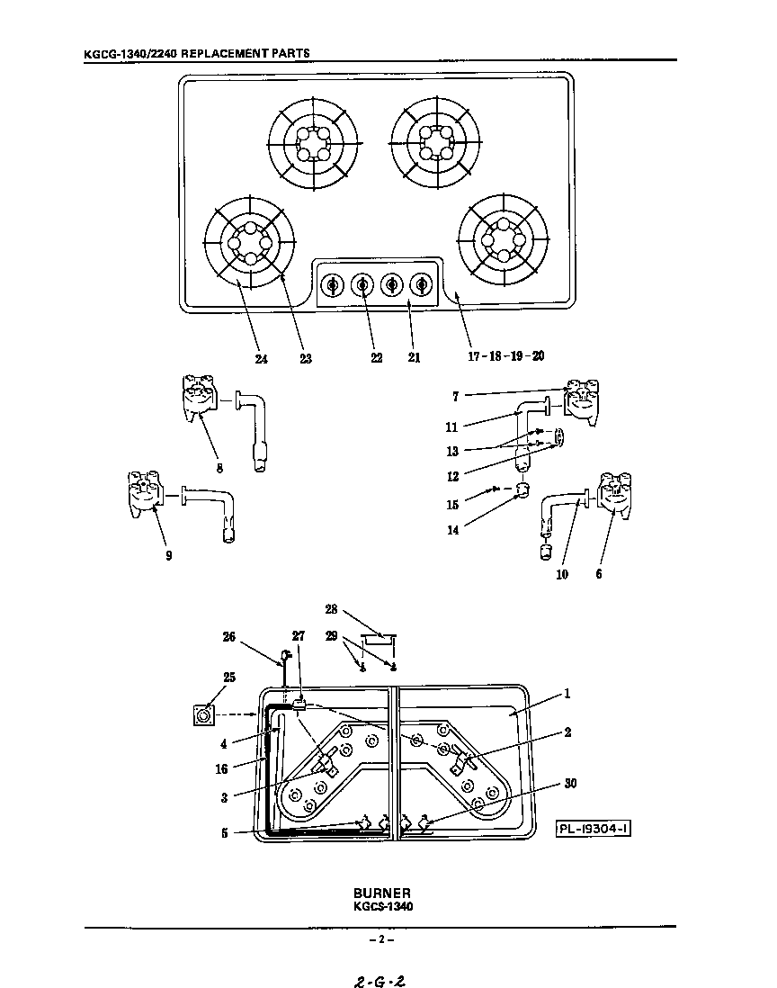 KitchenAid KGCG2240 burner parts diagram