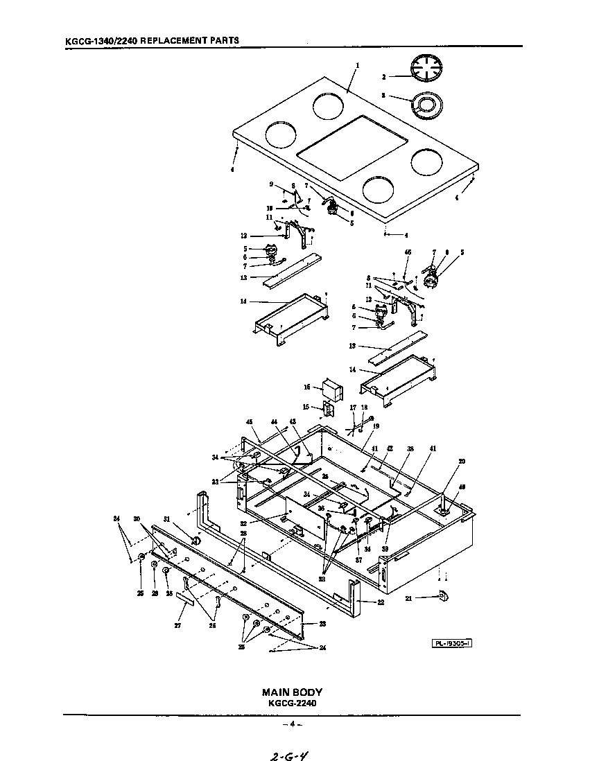 KitchenAid KGCG2240 main body diagram