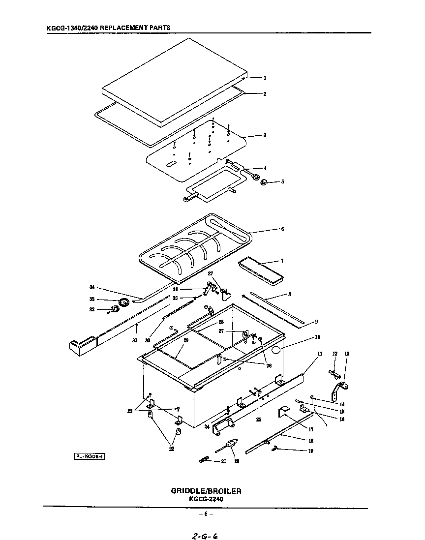 KitchenAid KGCG2240 griddle/broiler parts diagram
