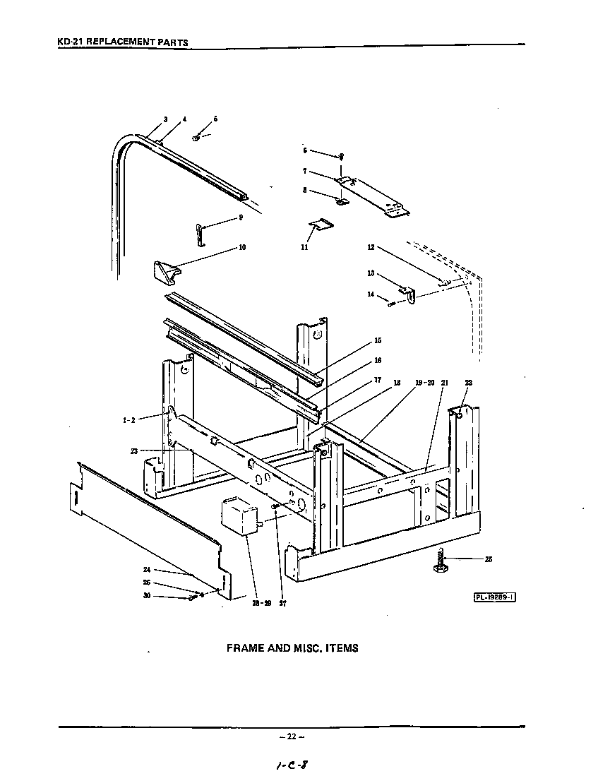 KitchenAid KUDS21CS0 frame and miscellaneous diagram