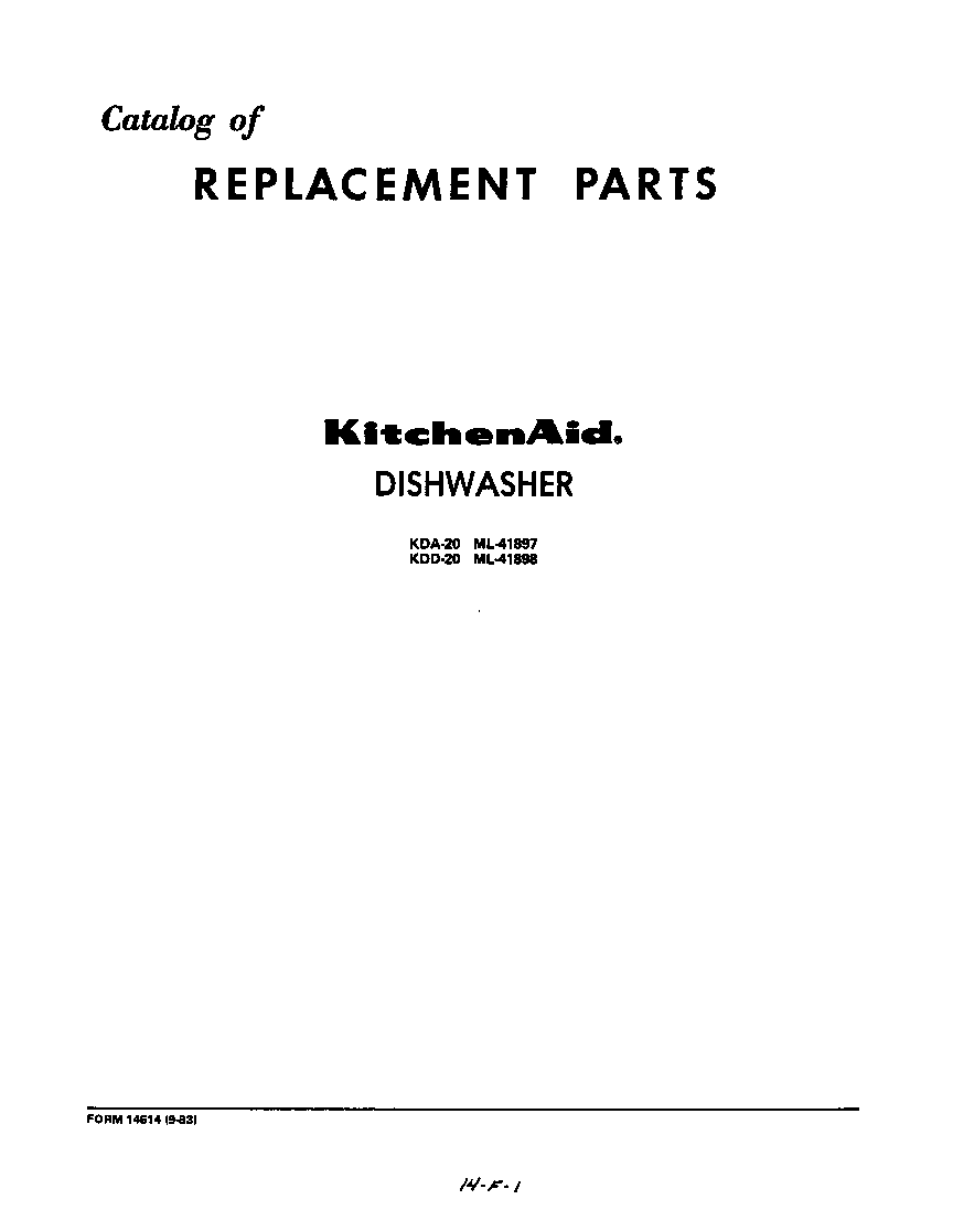 KitchenAid KDA20 front cover diagram