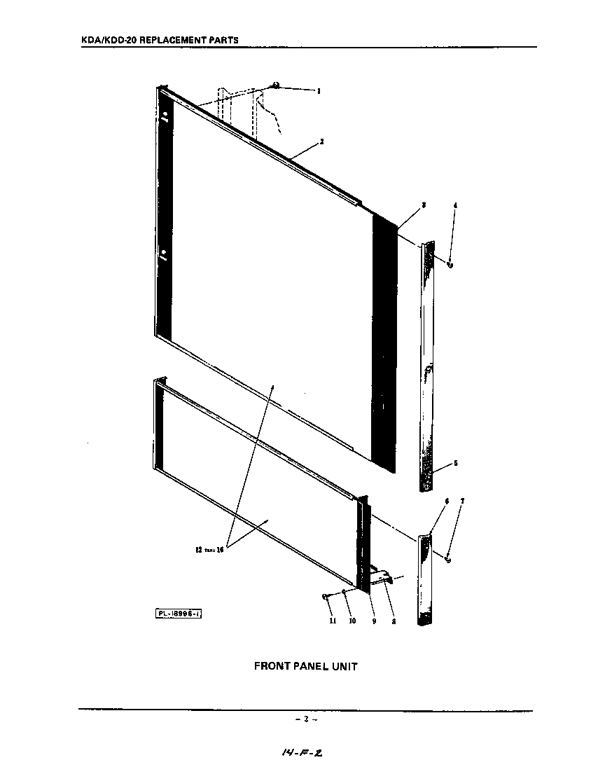 KitchenAid KDA20 front panel diagram