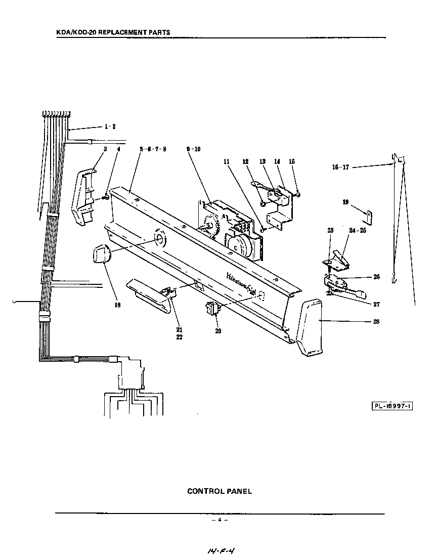 KitchenAid KDA20 control panel diagram