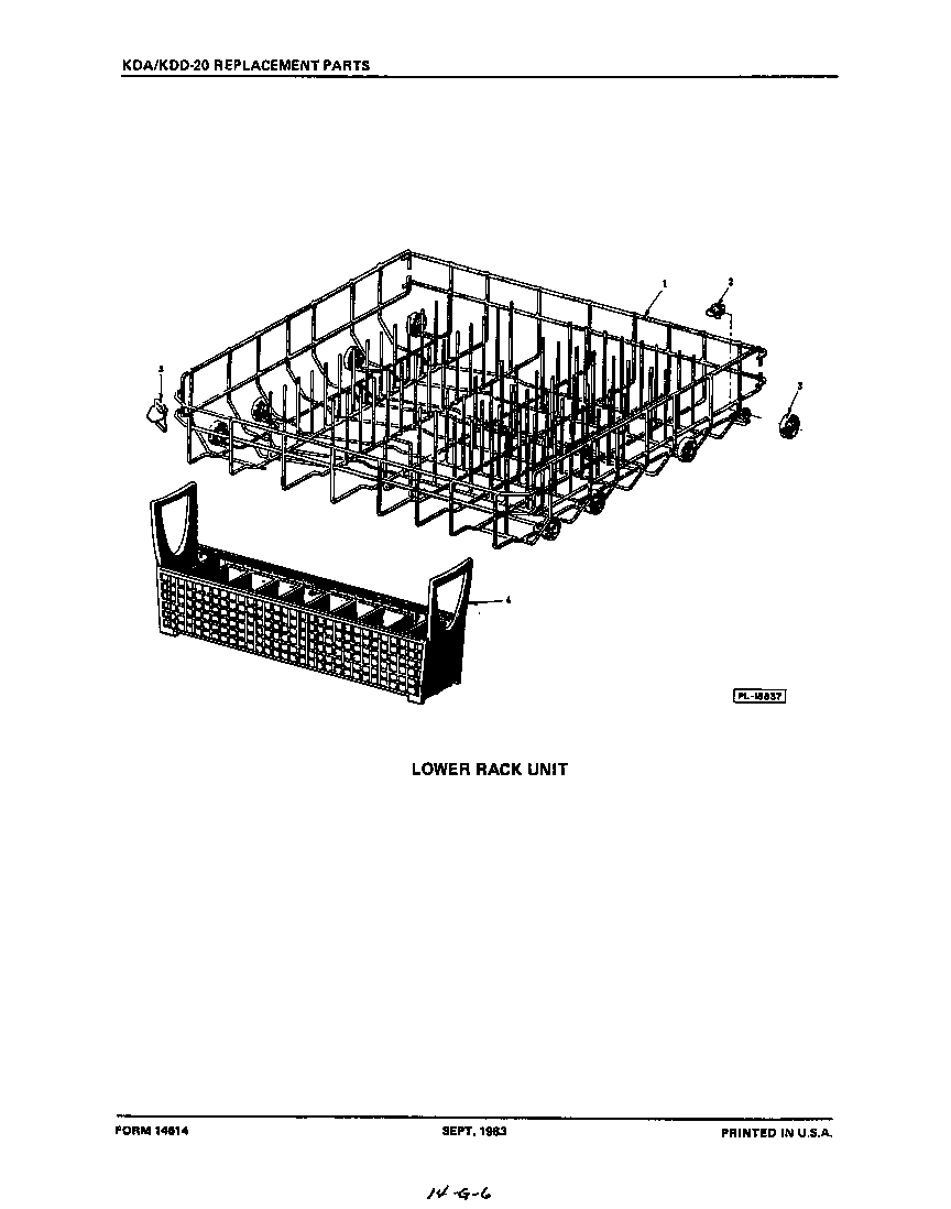 KitchenAid KDA20 lower rack diagram