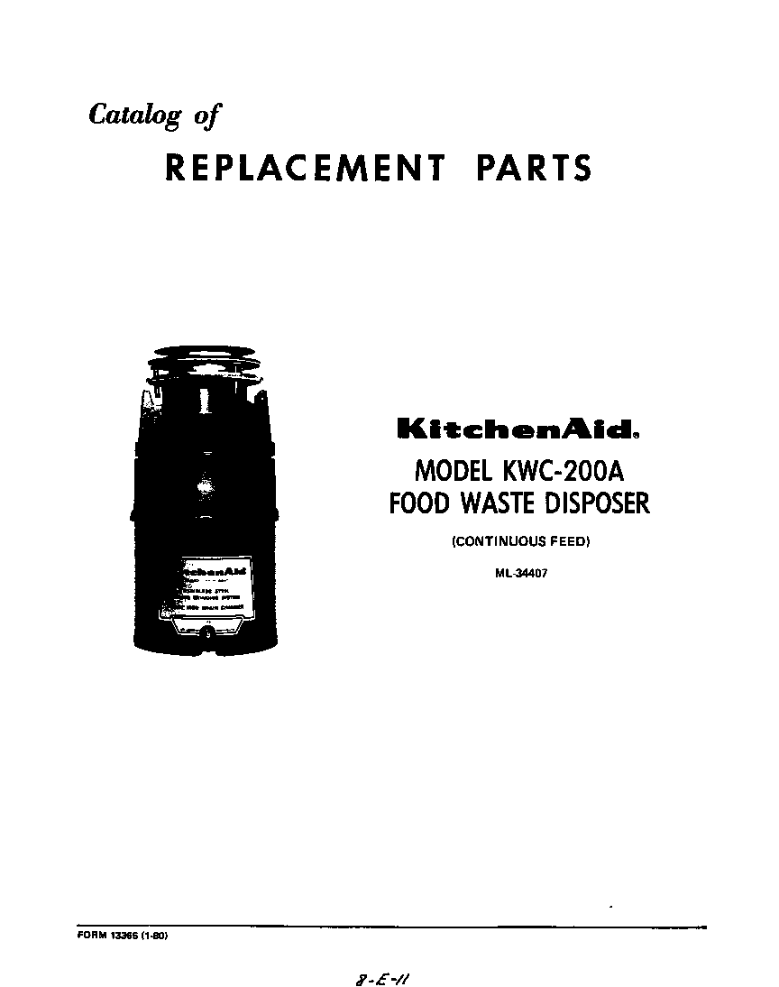 KitchenAid KWC200A front cover diagram