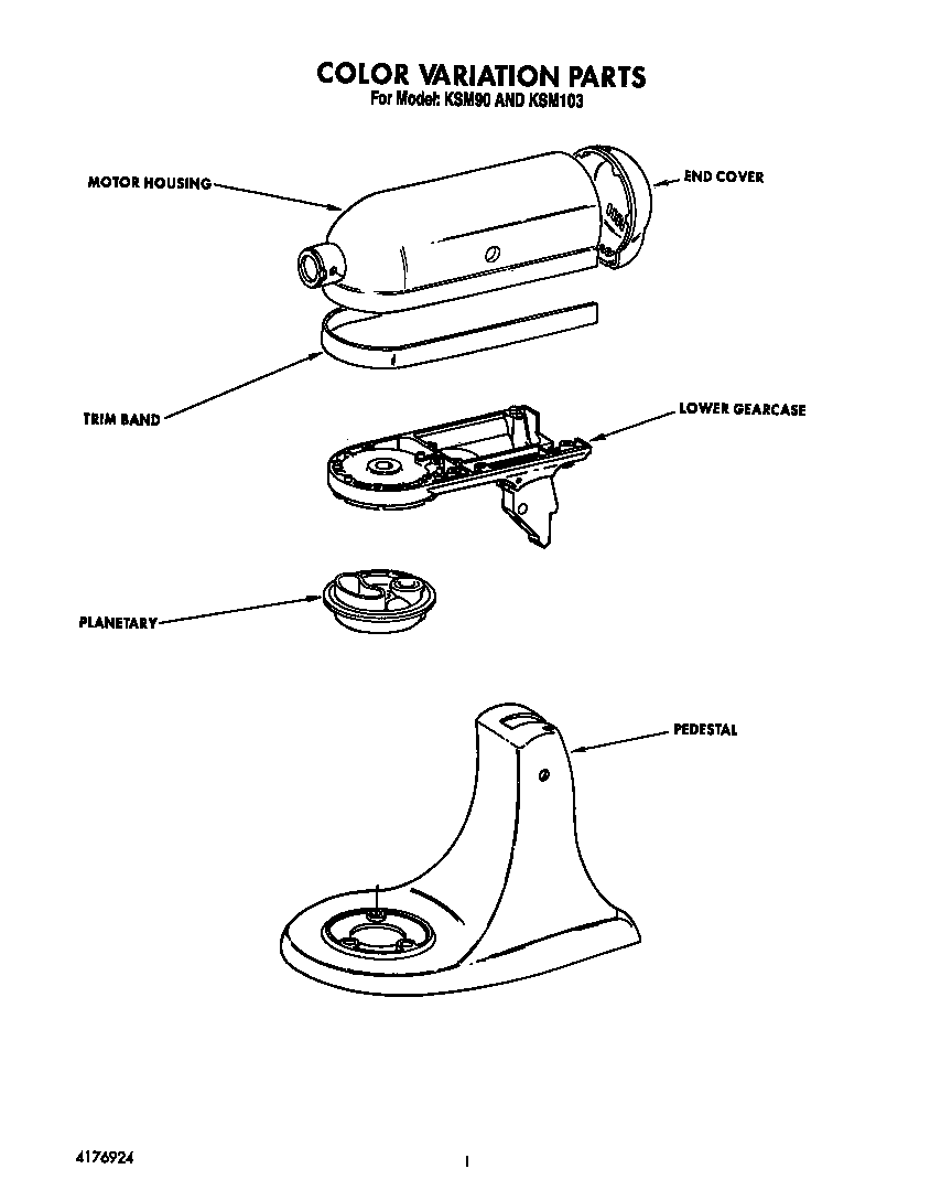 KitchenAid KSM103WH color variation diagram