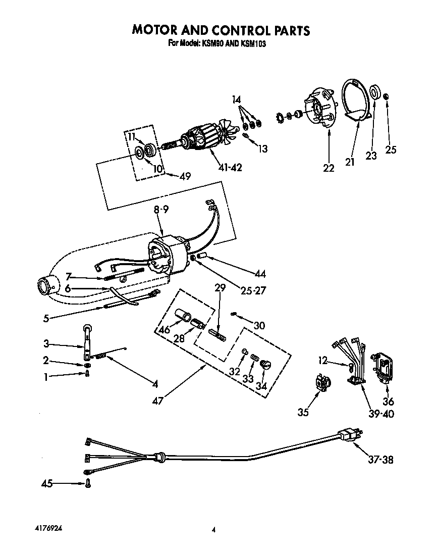 KitchenAid KSM103WH motor and control diagram