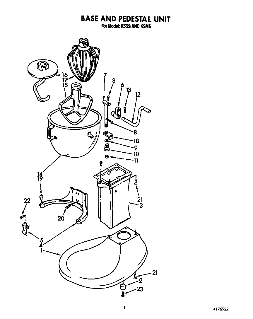 KitchenAid 7K5SS base and pedestal diagram