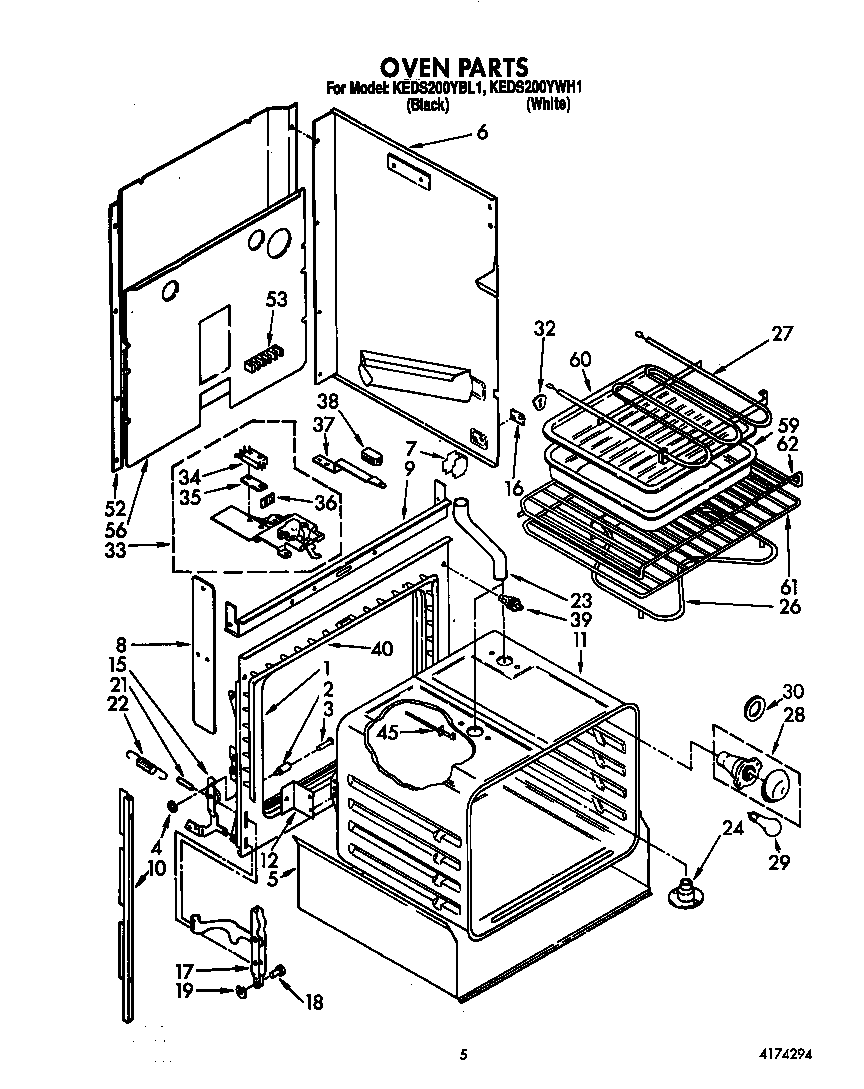 KitchenAid KEDS200YWH1 oven diagram