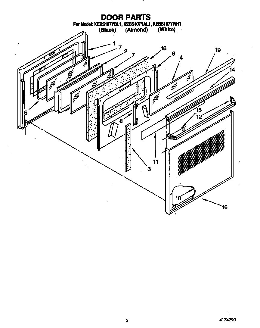 KitchenAid KEBS107YWH1 door diagram