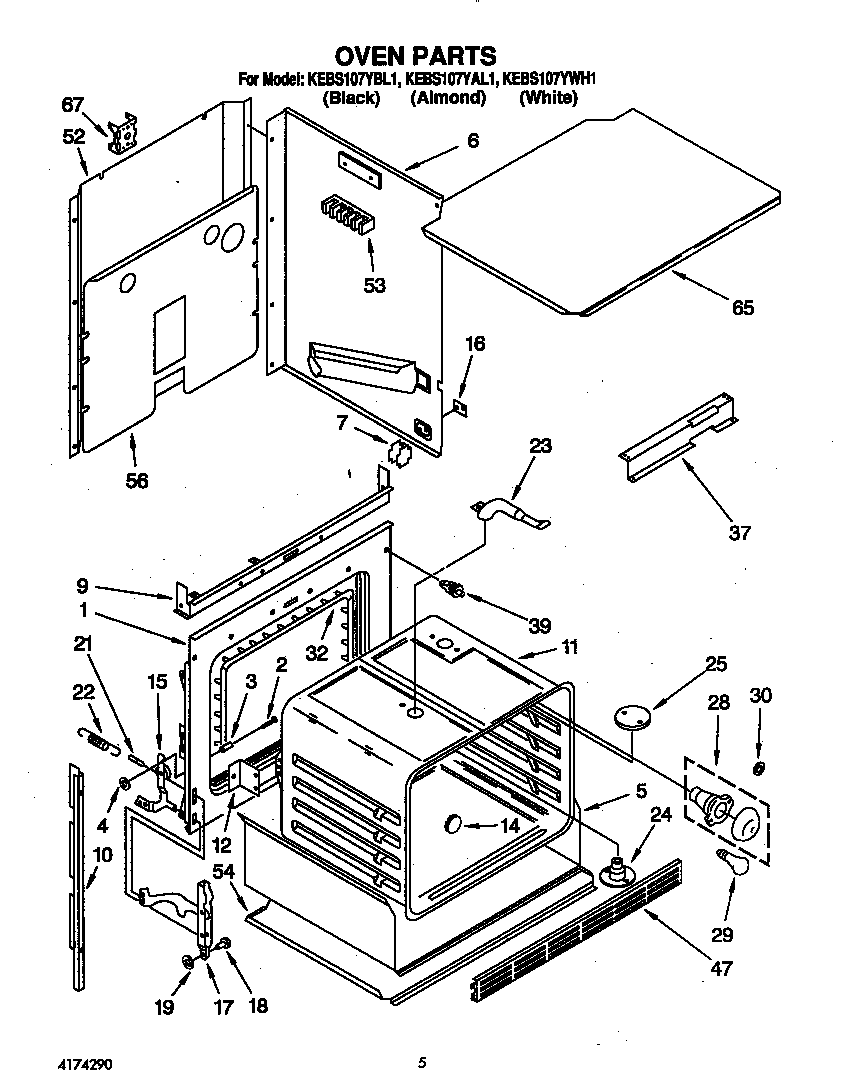 KitchenAid KEBS107YWH1 oven diagram