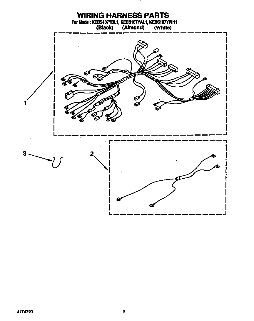 KitchenAid KEBS107YWH1 wiring harness diagram