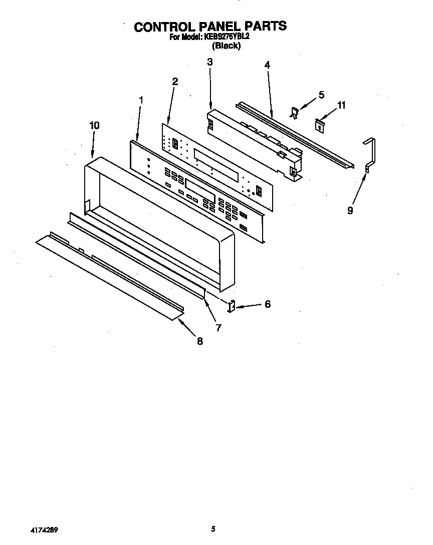 KitchenAid KEBS276YBL2 control panel diagram