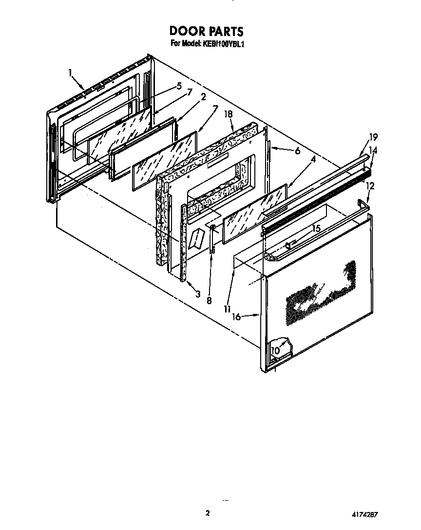 KitchenAid KEBI100YBL1 door diagram