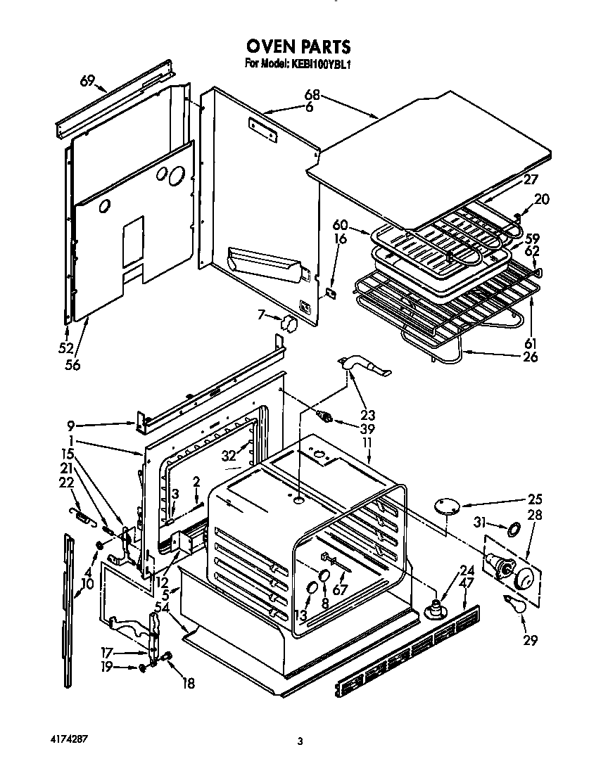 KitchenAid KEBI100YBL1 oven diagram