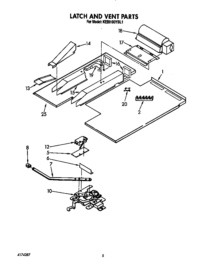 KitchenAid KEBI100YBL1 latch and vent diagram