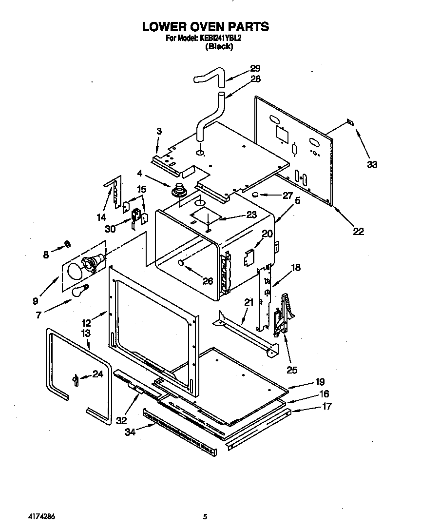 KitchenAid KEBI241YBL2 lower oven diagram