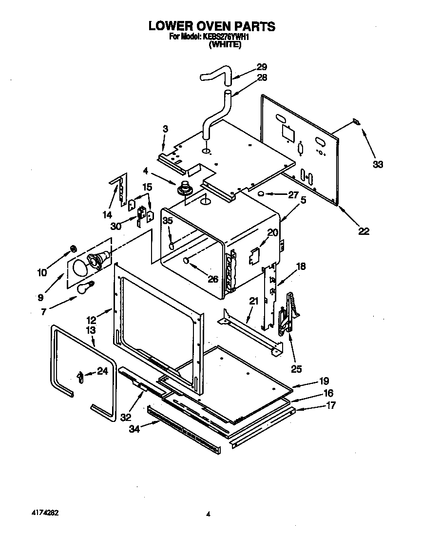 KitchenAid KEBS276YWH1 lower oven diagram