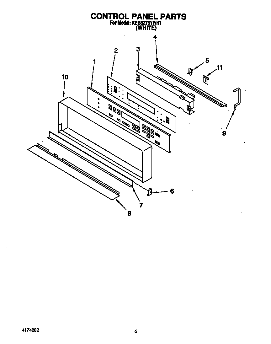 KitchenAid KEBS276YWH1 control panel diagram