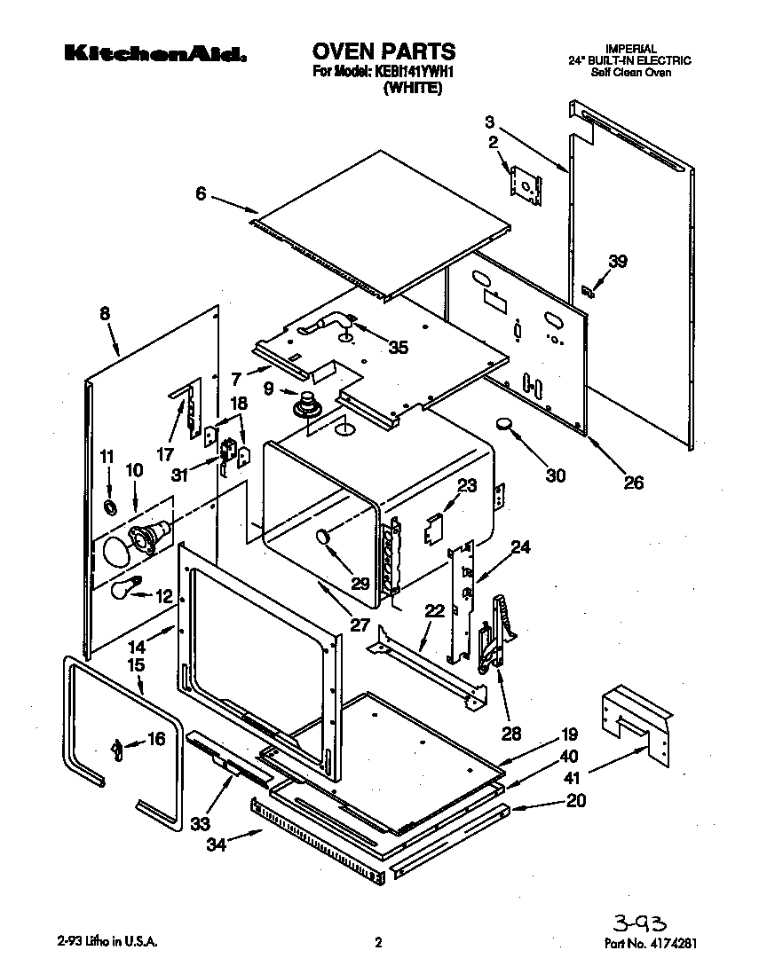 KitchenAid KEBI141YWH1 oven diagram
