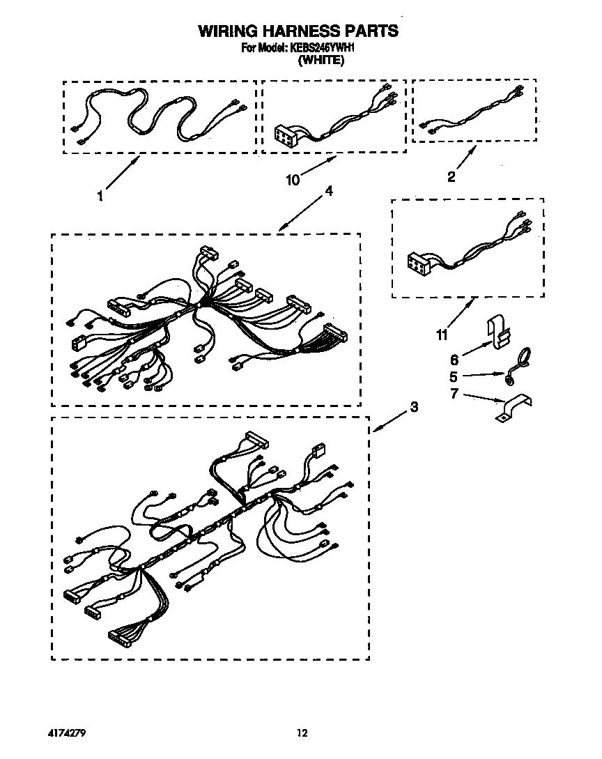 KitchenAid KEBS246YWH1 wiring harness diagram
